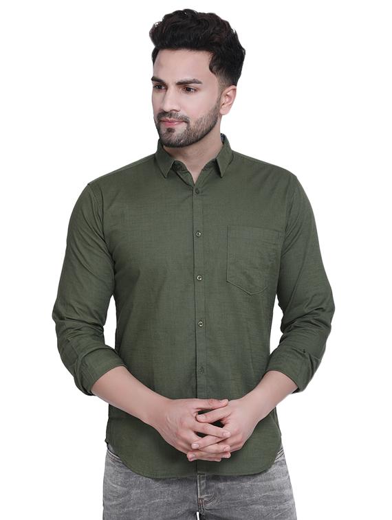 green solid casual shirt - 16979337 - Zoom Image - 1
