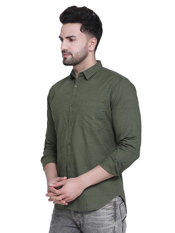 green solid casual shirt - 16979337 - Zoom Image - 2