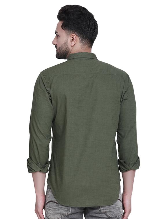 green solid casual shirt - 16979337 - Zoom Image - 3