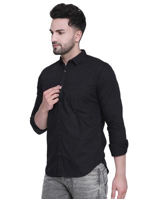black solid casual shirt - 16979338 - Standard Image - 2
