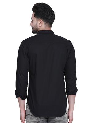 black solid casual shirt - 16979338 - Standard Image - 3