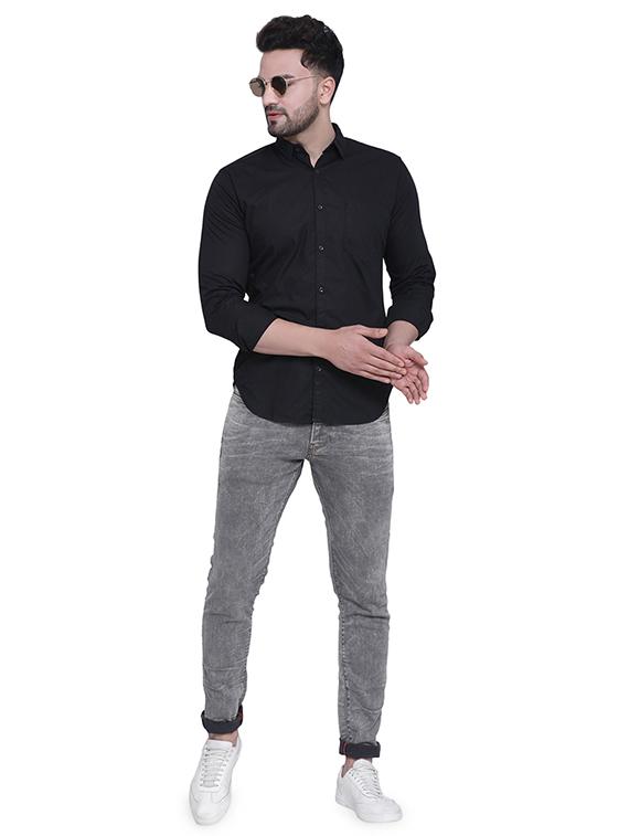 black solid casual shirt - 16979338 - Zoom Image - 4