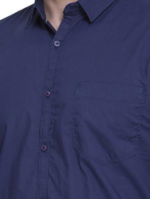 navy blue solid casual shirt - 16979339 - Standard Image - 5