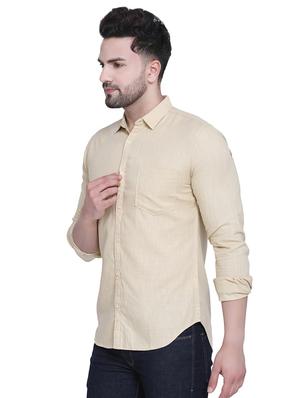 beige solid casual shirt - 16979340 - Standard Image - 2