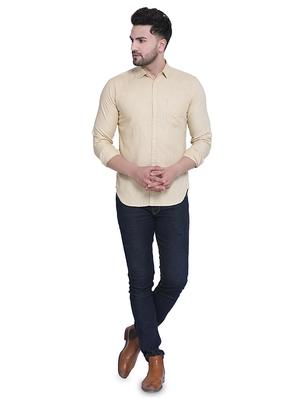 beige solid casual shirt - 16979340 - Standard Image - 4