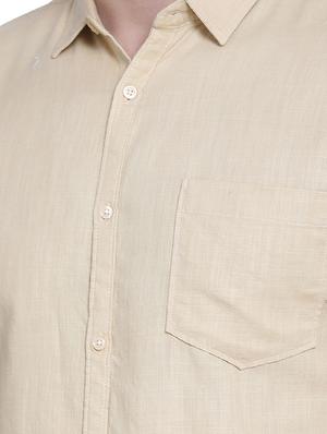 beige solid casual shirt - 16979340 - Standard Image - 5