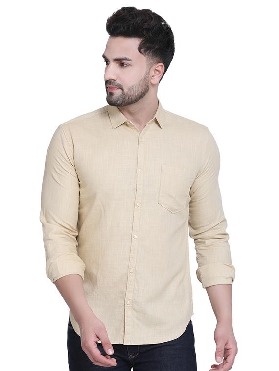 beige solid casual shirt - 16979340 - Zoom Image - 1