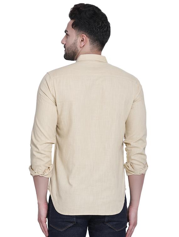 beige solid casual shirt - 16979340 - Zoom Image - 3