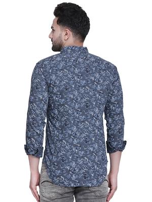 grey floral print denim casual shirt - 16979345 - Standard Image - 3
