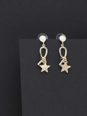 gold metal drop earring - 16979432 - Standard Image - 3