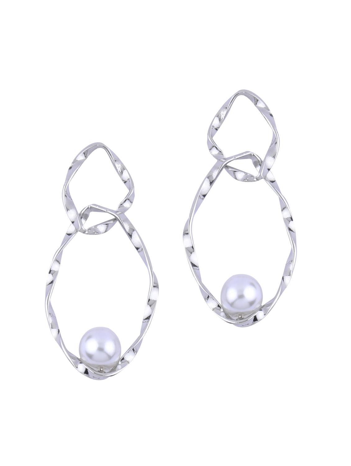 silver metal drop earring - 16979635 - Zoom Image - 4