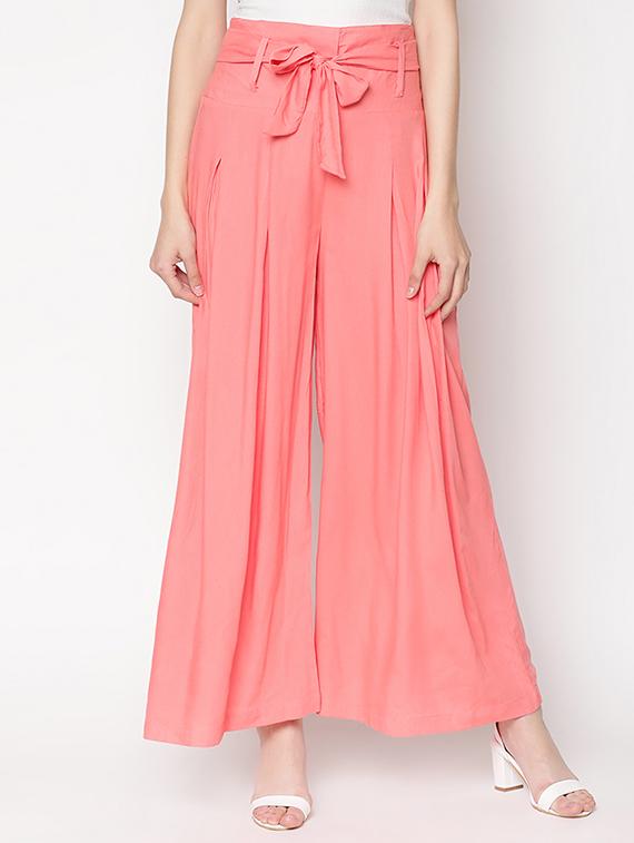 tie up waist flared palazzo - 16979707 - Zoom Image - 1