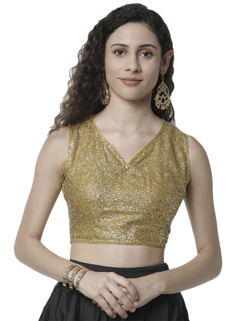 gold satin embroidered blouse - 16979861 - Zoom Image - 1