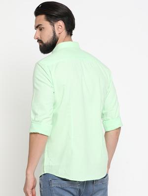 green solid linen casual shirt - 16980134 - Standard Image - 3