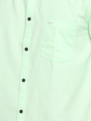 green solid linen casual shirt - 16980134 - Standard Image - 4