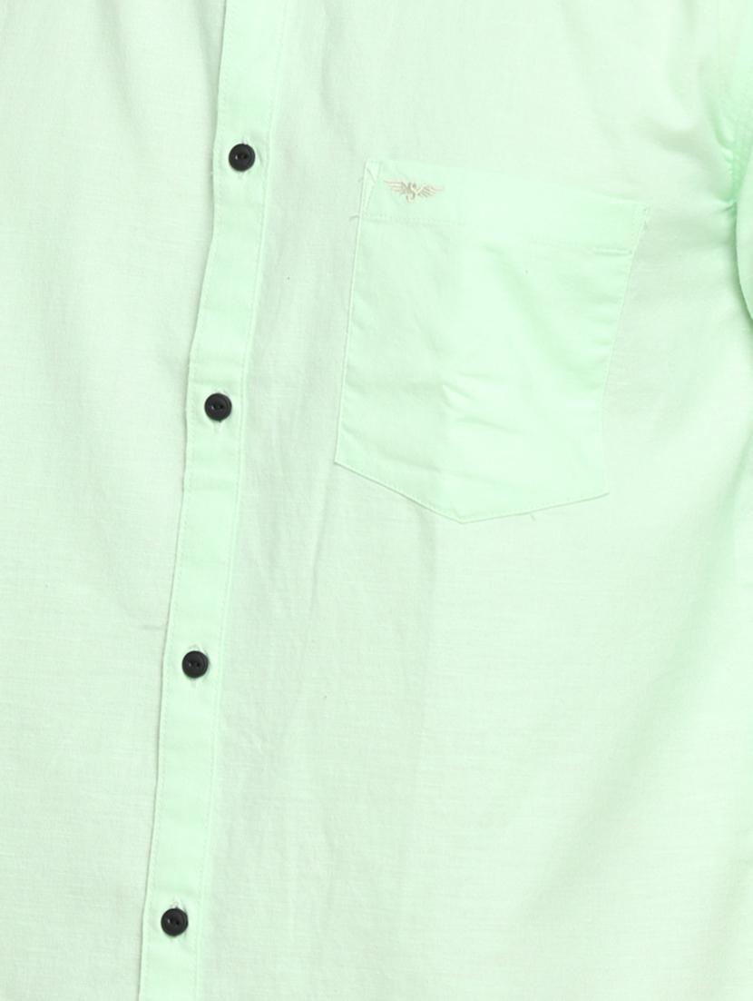green solid linen casual shirt - 16980134 - Zoom Image - 4