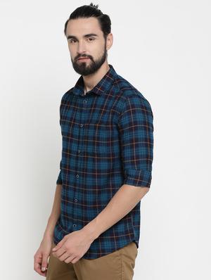 blue checkered casual shirt - 16980180 - Standard Image - 2