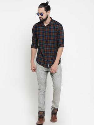 brown checkered casual shirt - 16980183 - Standard Image - 4