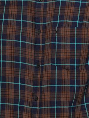 brown checkered casual shirt - 16980183 - Standard Image - 5