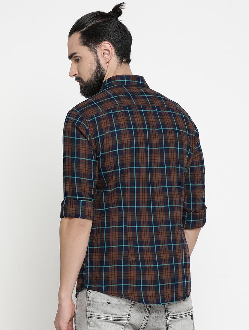 brown checkered casual shirt - 16980183 - Zoom Image - 3