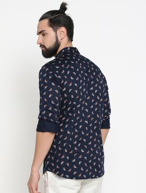 navy blue printed casual shirt - 16980196 - Standard Image - 3