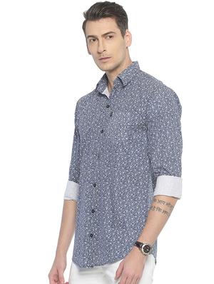 blue printed casual shirt - 16980356 - Standard Image - 2