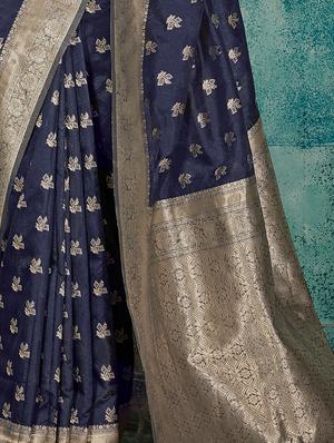 ethnic motif banarasi saree with blouse - 16980402 - Standard Image - 2