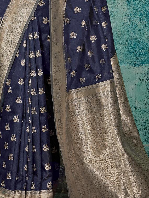 ethnic motif banarasi saree with blouse - 16980402 - Zoom Image - 2
