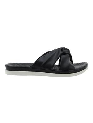 black faux leather flat forms sandals - 16980987 - Standard Image - 2