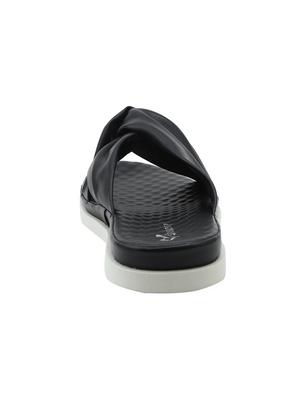 black faux leather flat forms sandals - 16980987 - Standard Image - 3