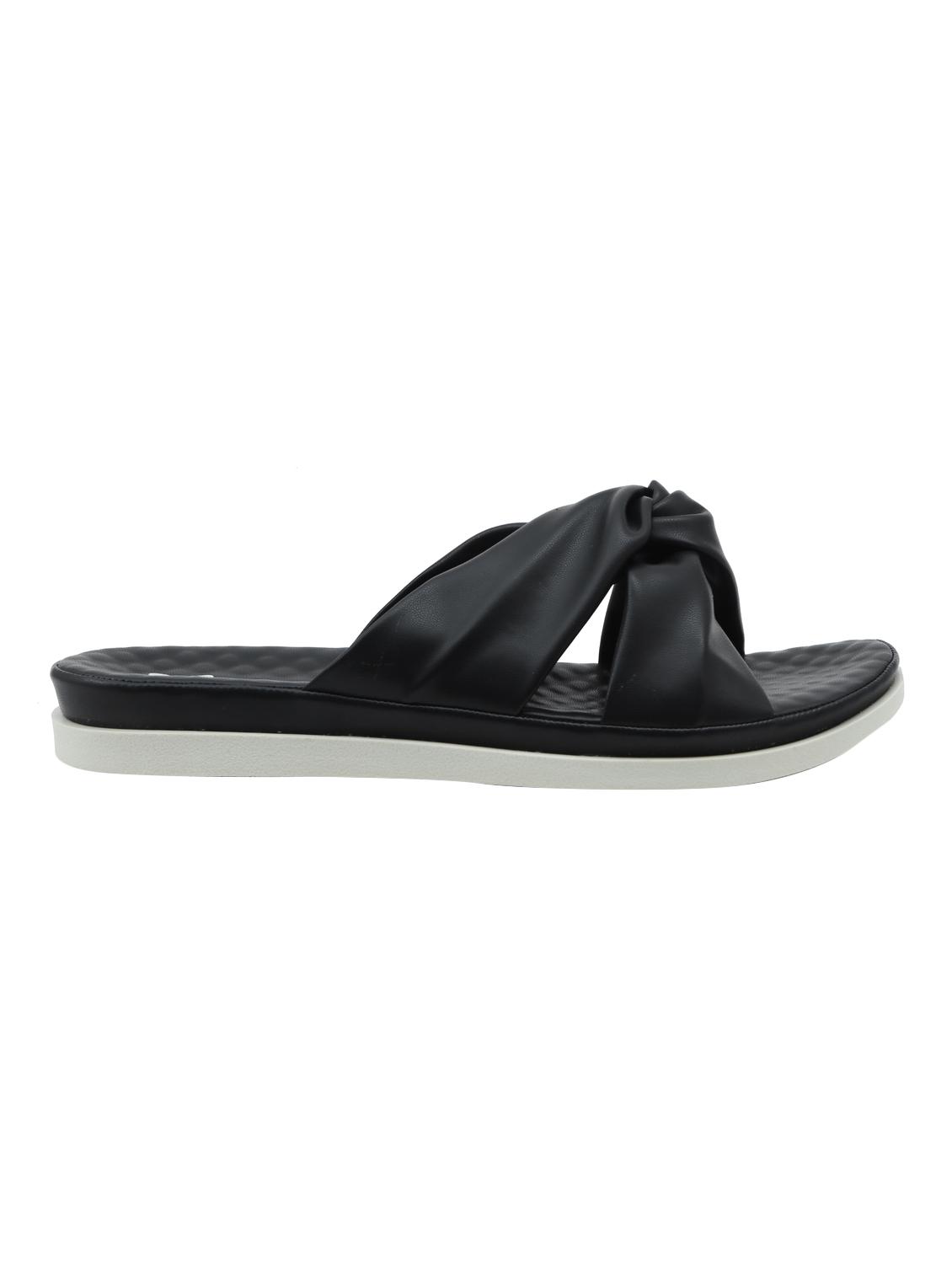 black faux leather flat forms sandals - 16980987 - Zoom Image - 2