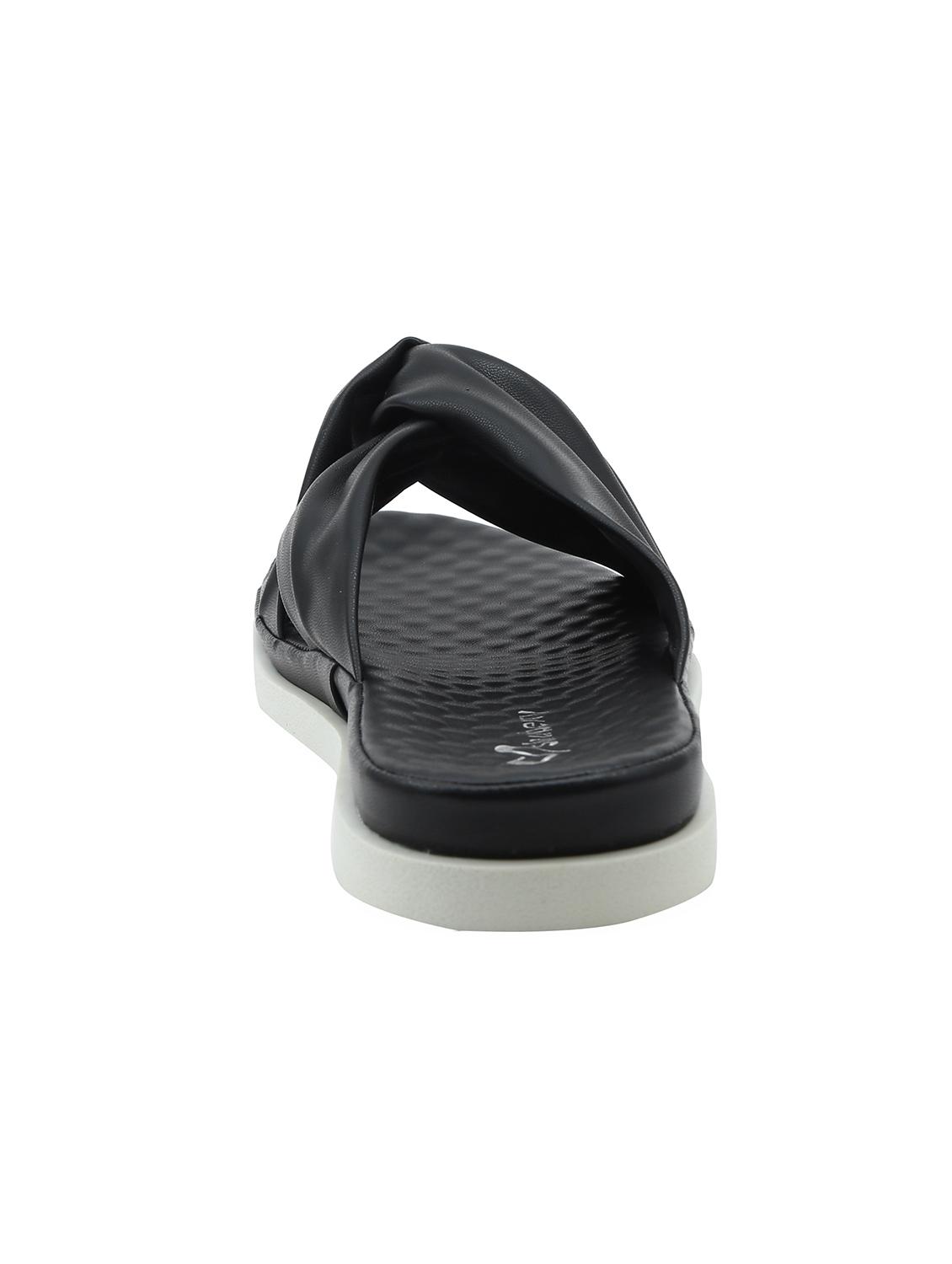 black faux leather flat forms sandals - 16980987 - Zoom Image - 3