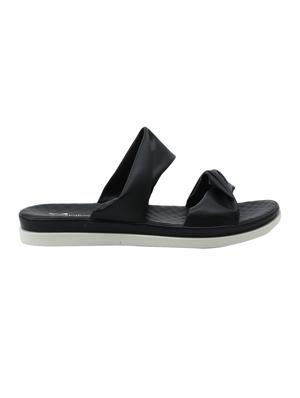 black faux leather flat forms sandals - 16980991 - Standard Image - 2