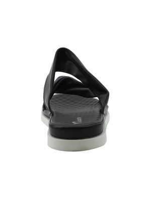 black faux leather flat forms sandals - 16980991 - Standard Image - 3