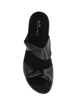 black faux leather flat forms sandals - 16980991 - Standard Image - 4