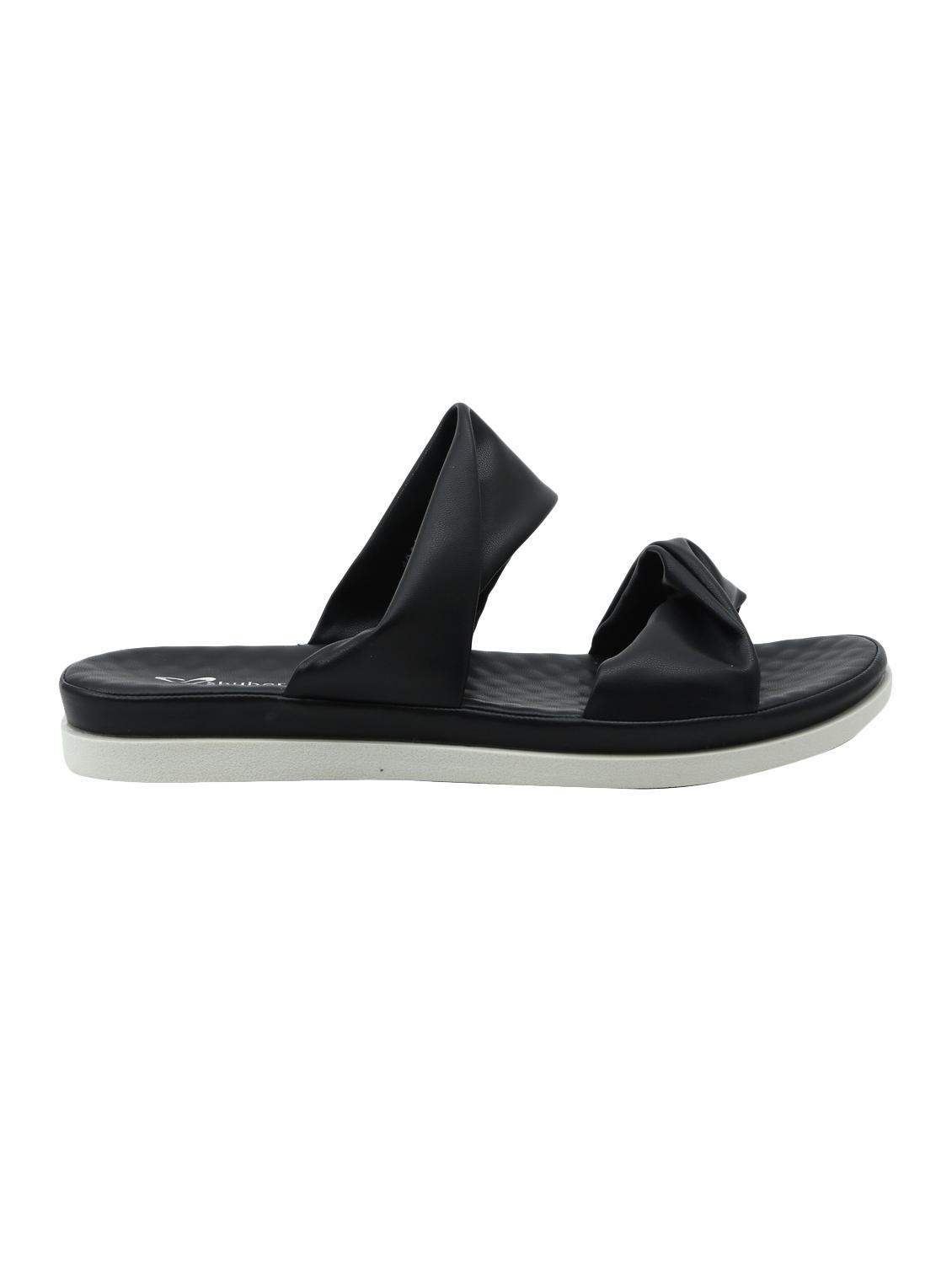 black faux leather flat forms sandals - 16980991 - Zoom Image - 2