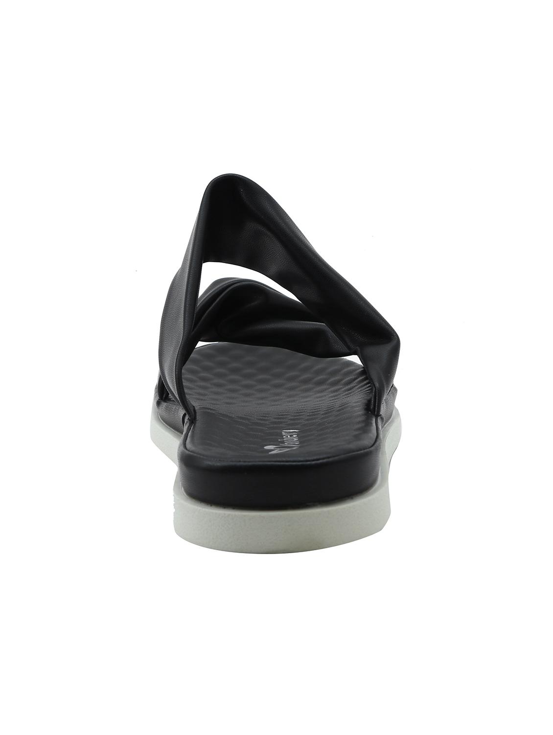 black faux leather flat forms sandals - 16980991 - Zoom Image - 3