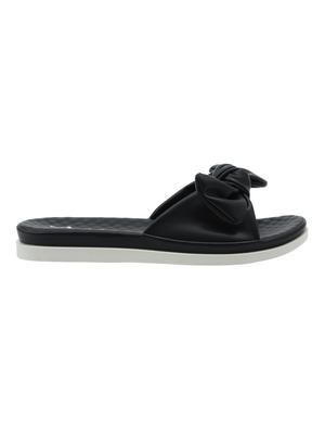 black faux leather flat forms sandals - 16980999 - Standard Image - 2