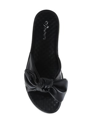 black faux leather flat forms sandals - 16980999 - Standard Image - 4