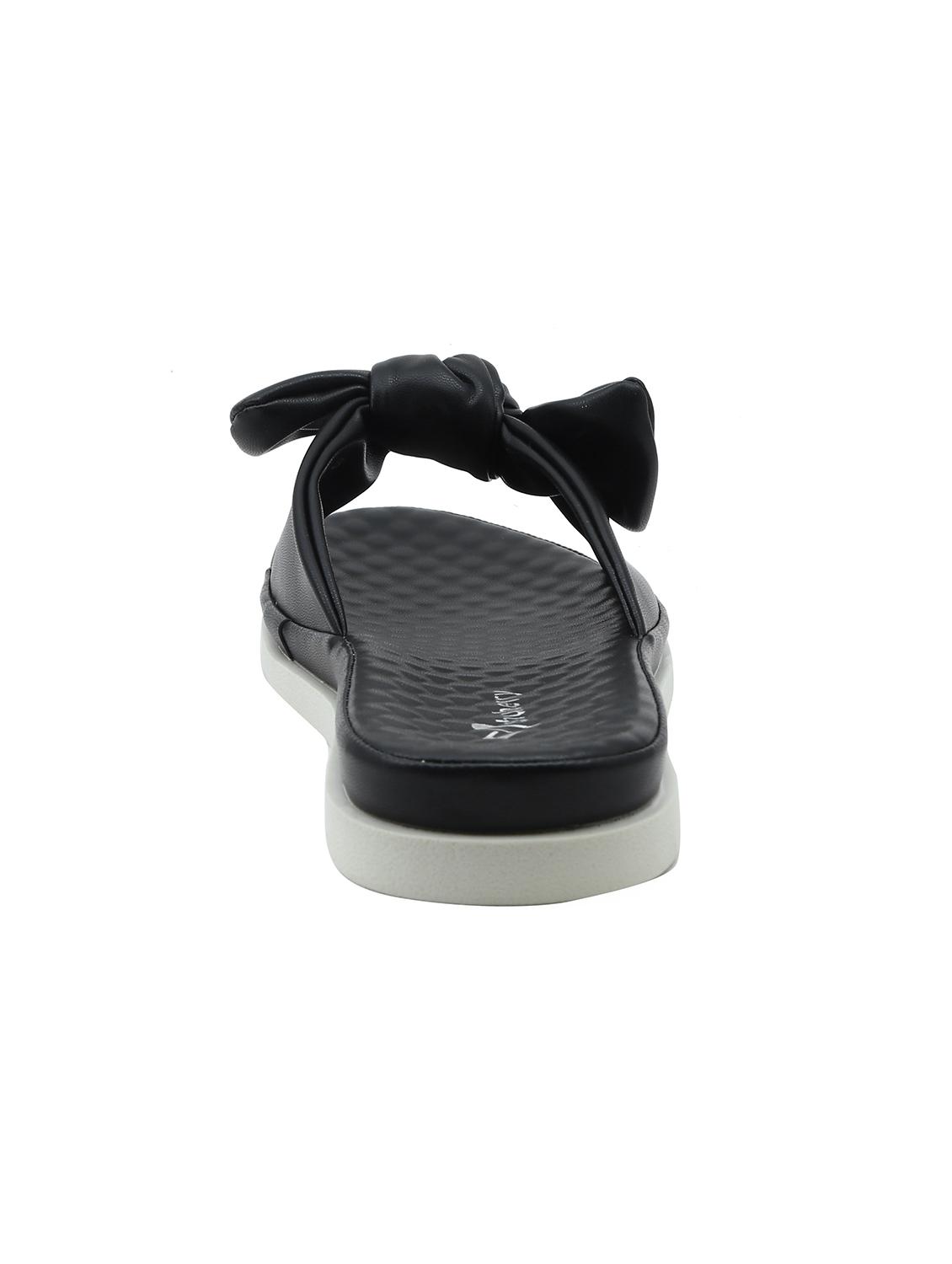 black faux leather flat forms sandals - 16980999 - Zoom Image - 3