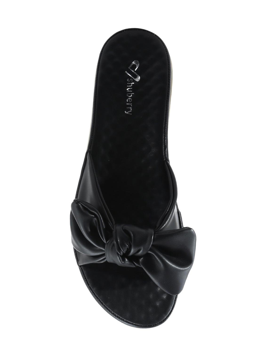 black faux leather flat forms sandals - 16980999 - Zoom Image - 4