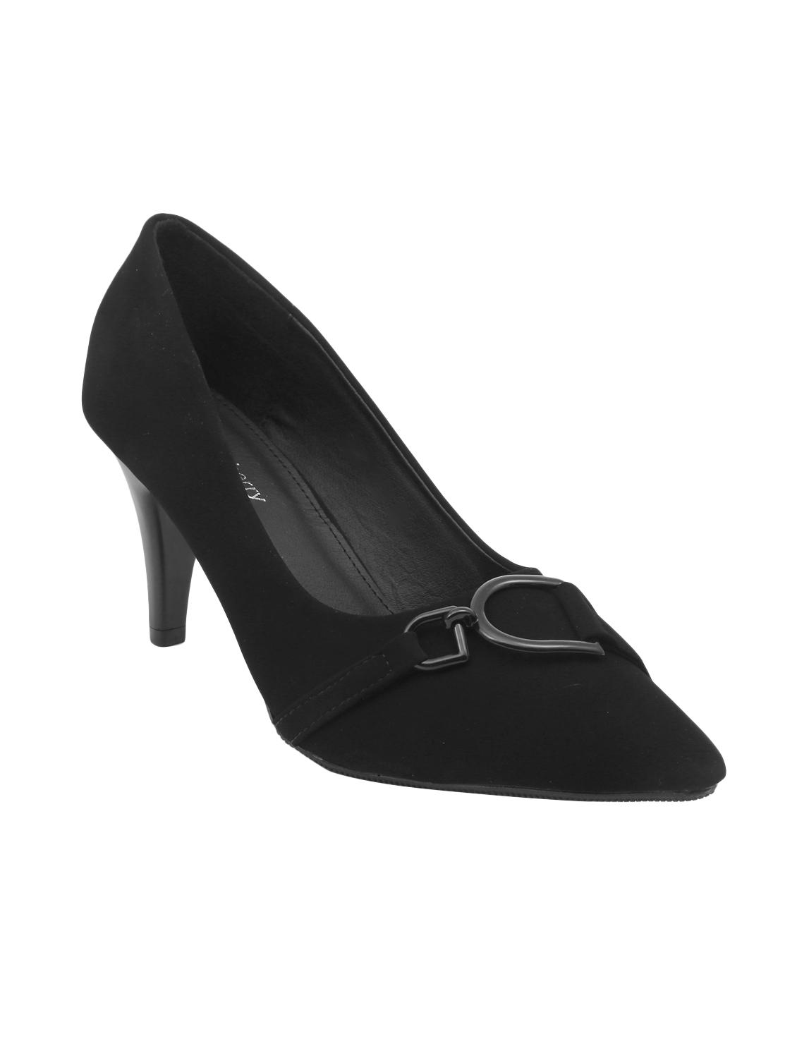 black faux leather slip on pumps - 16981012 - Zoom Image - 1