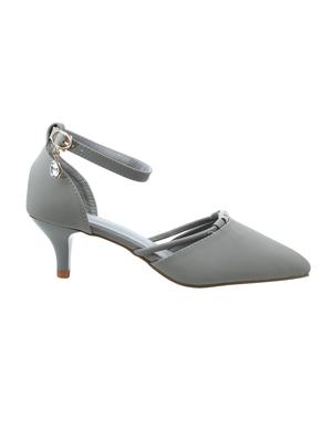 grey faux leather ankle strap sandals - 16981066 - Standard Image - 2