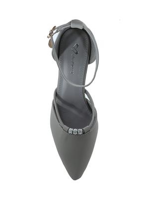 grey faux leather ankle strap sandals - 16981066 - Standard Image - 4