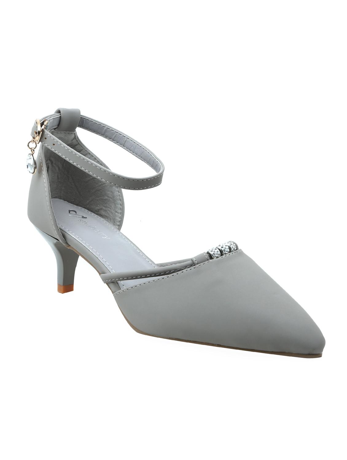 grey faux leather ankle strap sandals - 16981066 - Zoom Image - 1