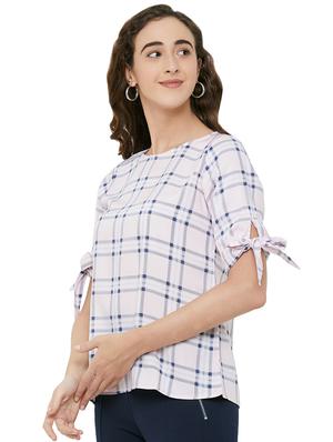 tie knot sleeved checkered top - 16981183 - Standard Image - 2