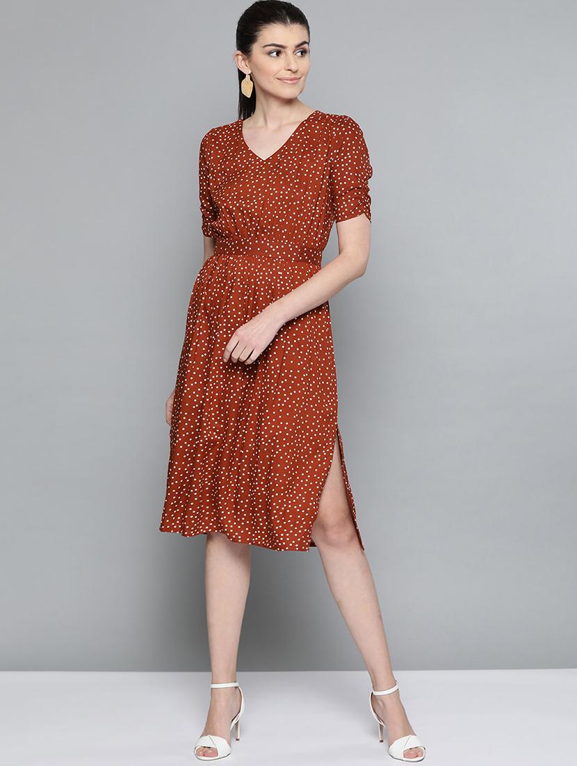 tie back polka dot a-line dress - 16981276 - Zoom Image - 1