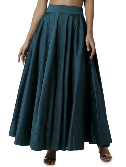 green polyester flared skirt - 16981305 - Standard Image - 1
