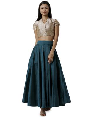 green polyester flared skirt - 16981305 - Standard Image - 4