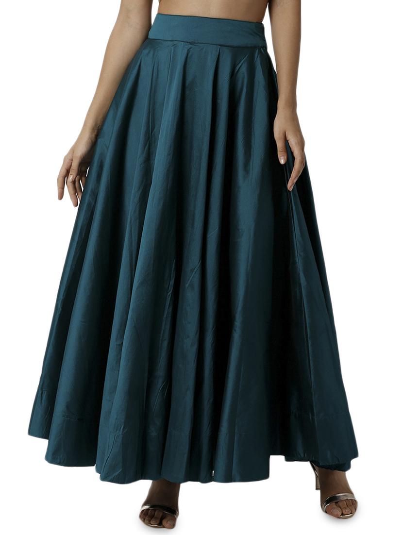 green polyester flared skirt - 16981305 - Zoom Image - 1